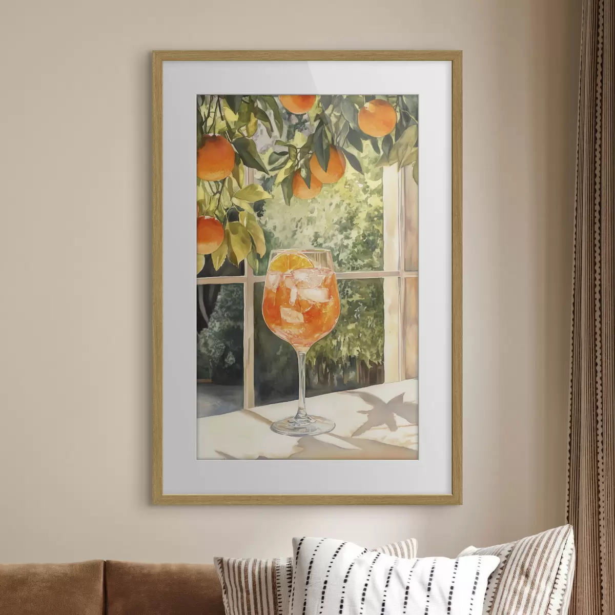 Poster Leckerer Cocktail mit Orangen, rustikaler Stil, Aquarell, Natur f43060