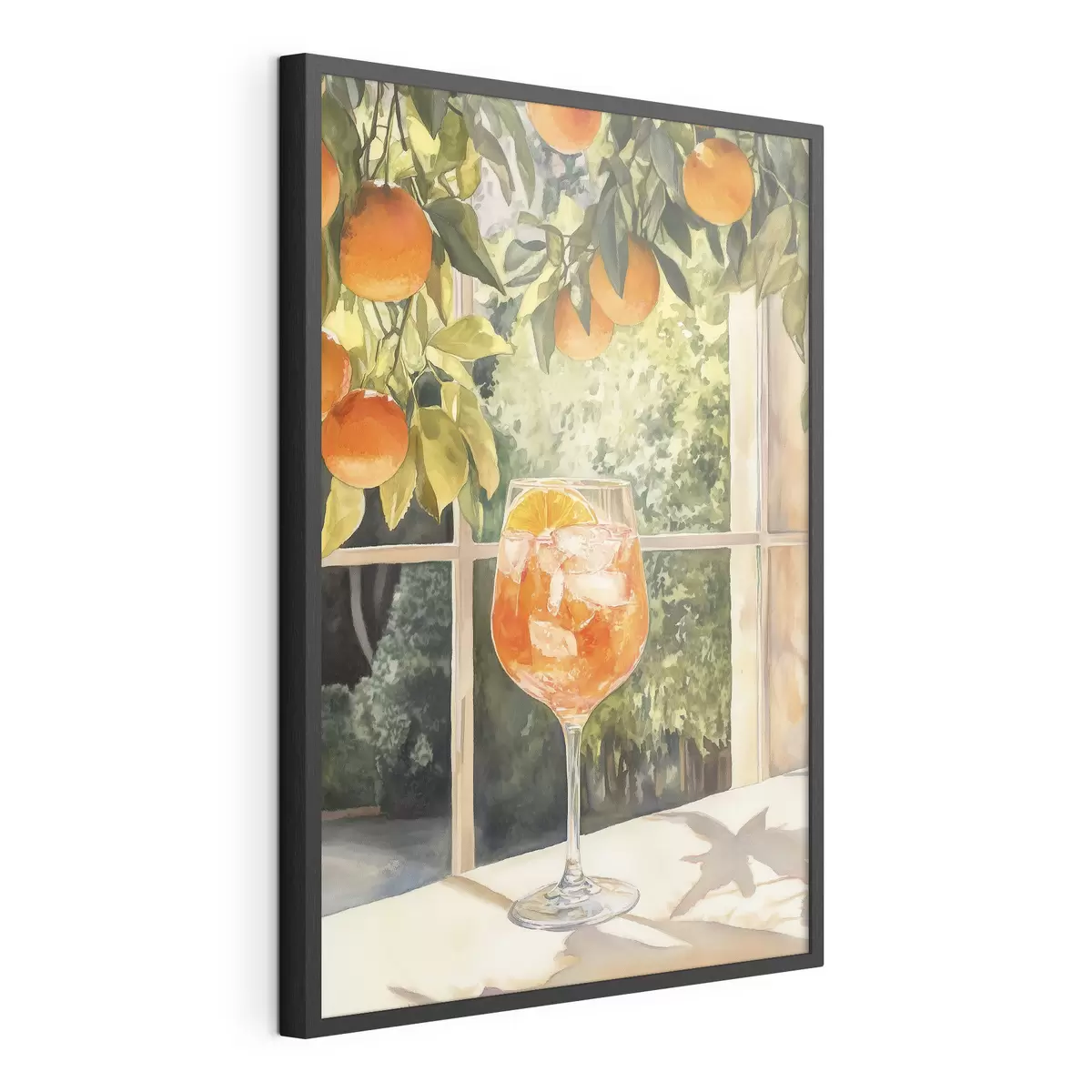 Poster Leckerer Cocktail mit Orangen, rustikaler Stil, Aquarell, Natur f43060