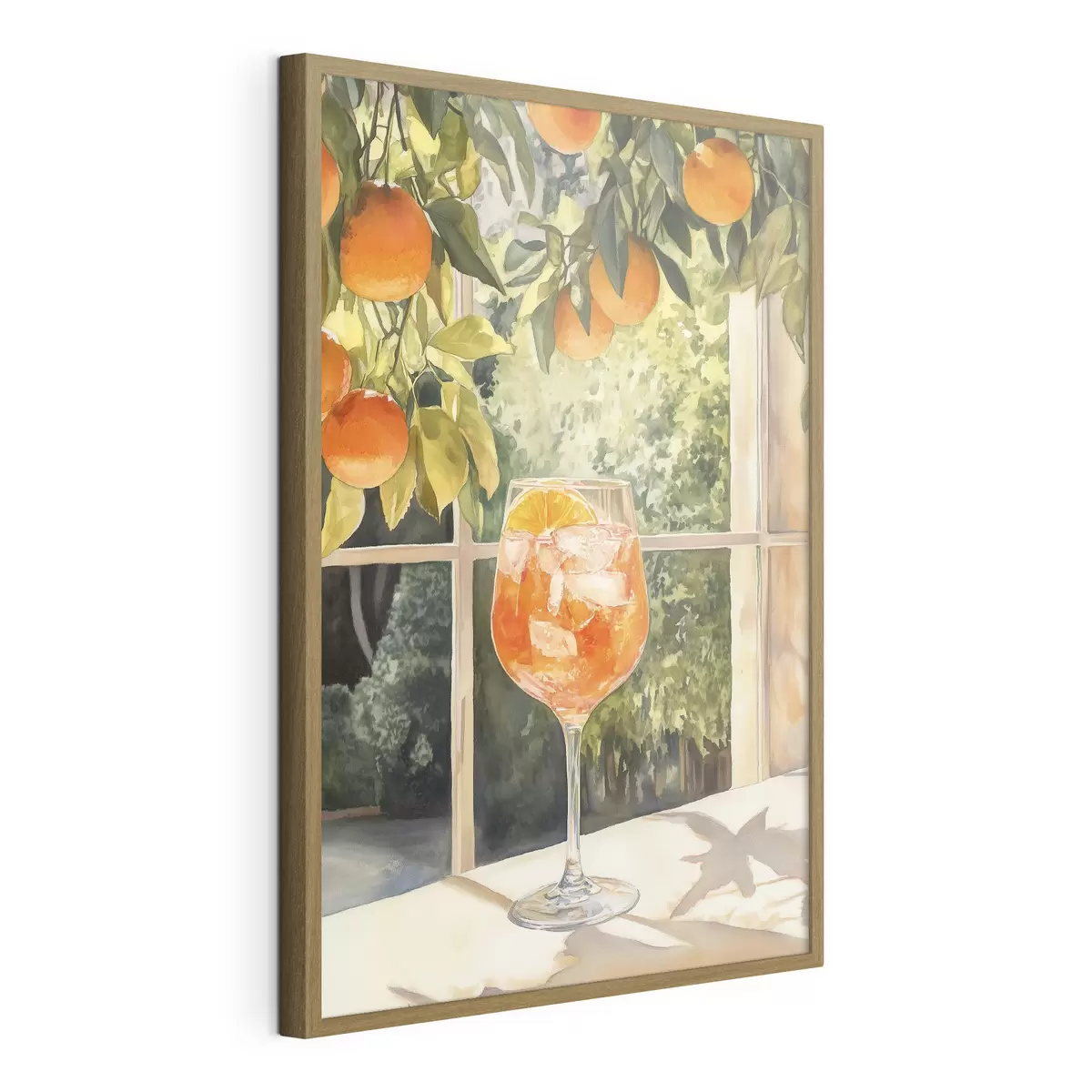 Poster Leckerer Cocktail mit Orangen, rustikaler Stil, Aquarell, Natur f43060