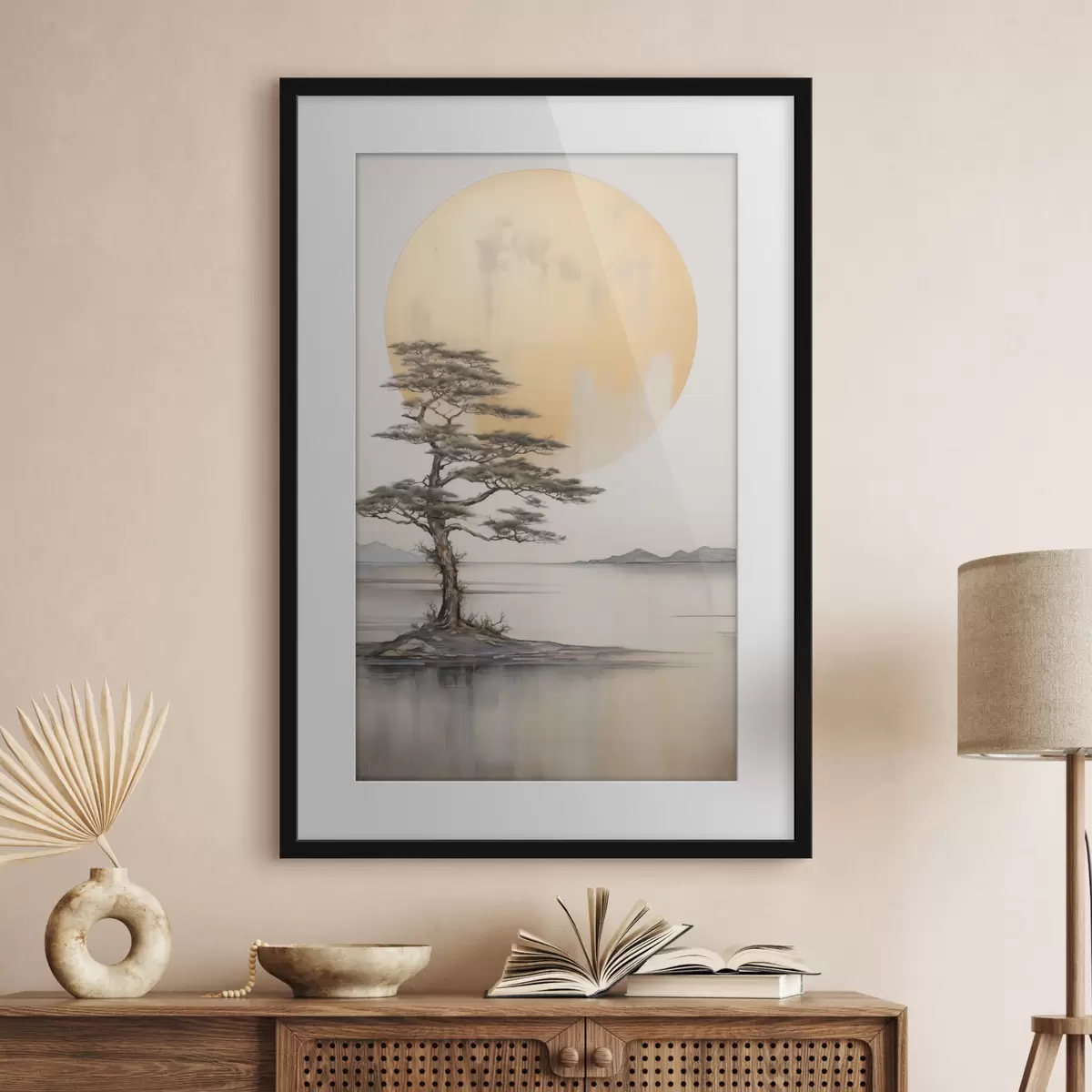 Poster Einsame Kiefer unter dem Mond f43142