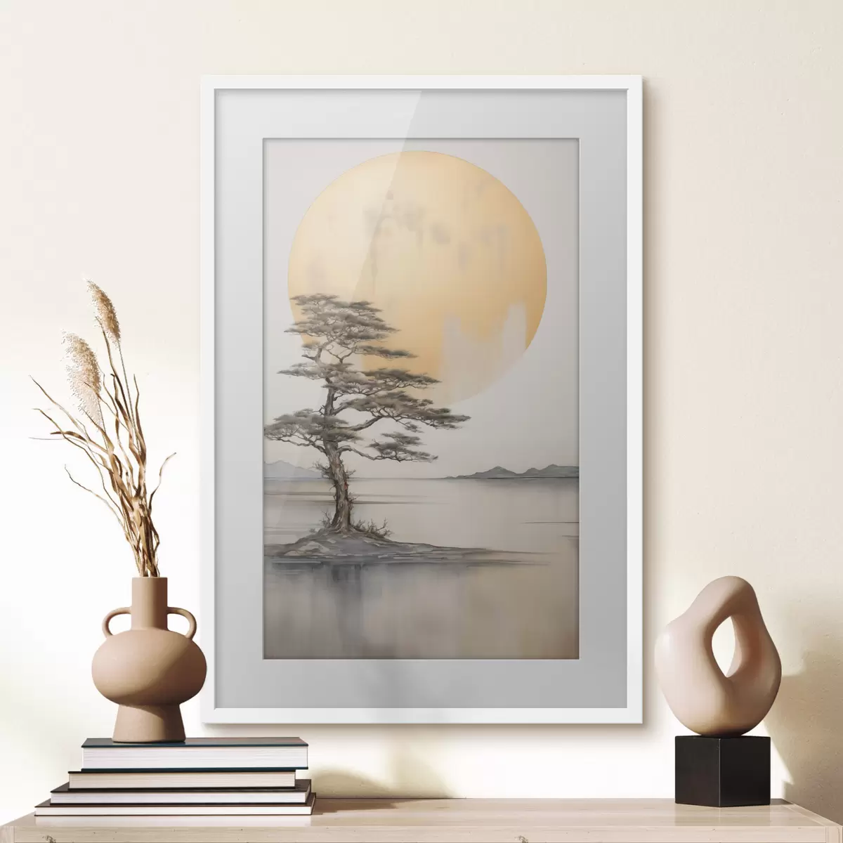 Poster Einsame Kiefer unter dem Mond f43142