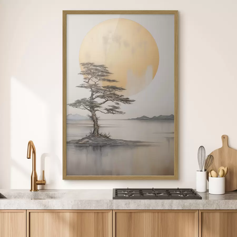 Fototapete Einsame Kiefer unter dem Mond f43142
