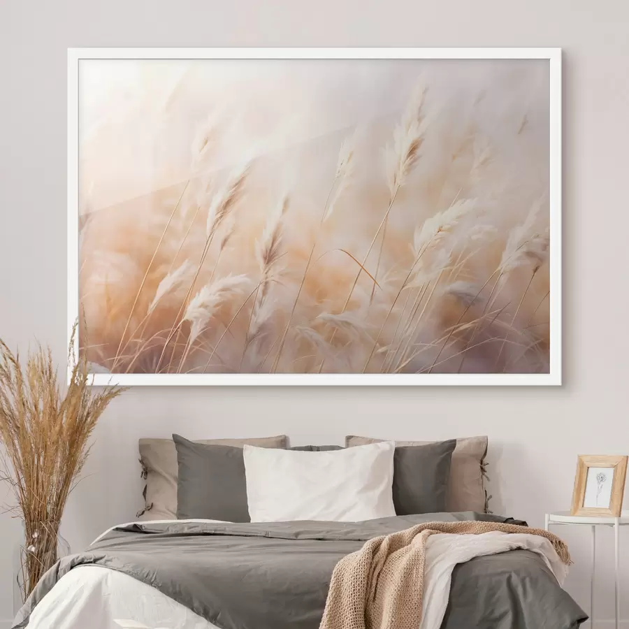 Fototapete Pampasgras mit einem weichen, diffusen Licht, wodurch eine warme, der Hintergrund ist eine Mischung aus Pastellfarben f43157