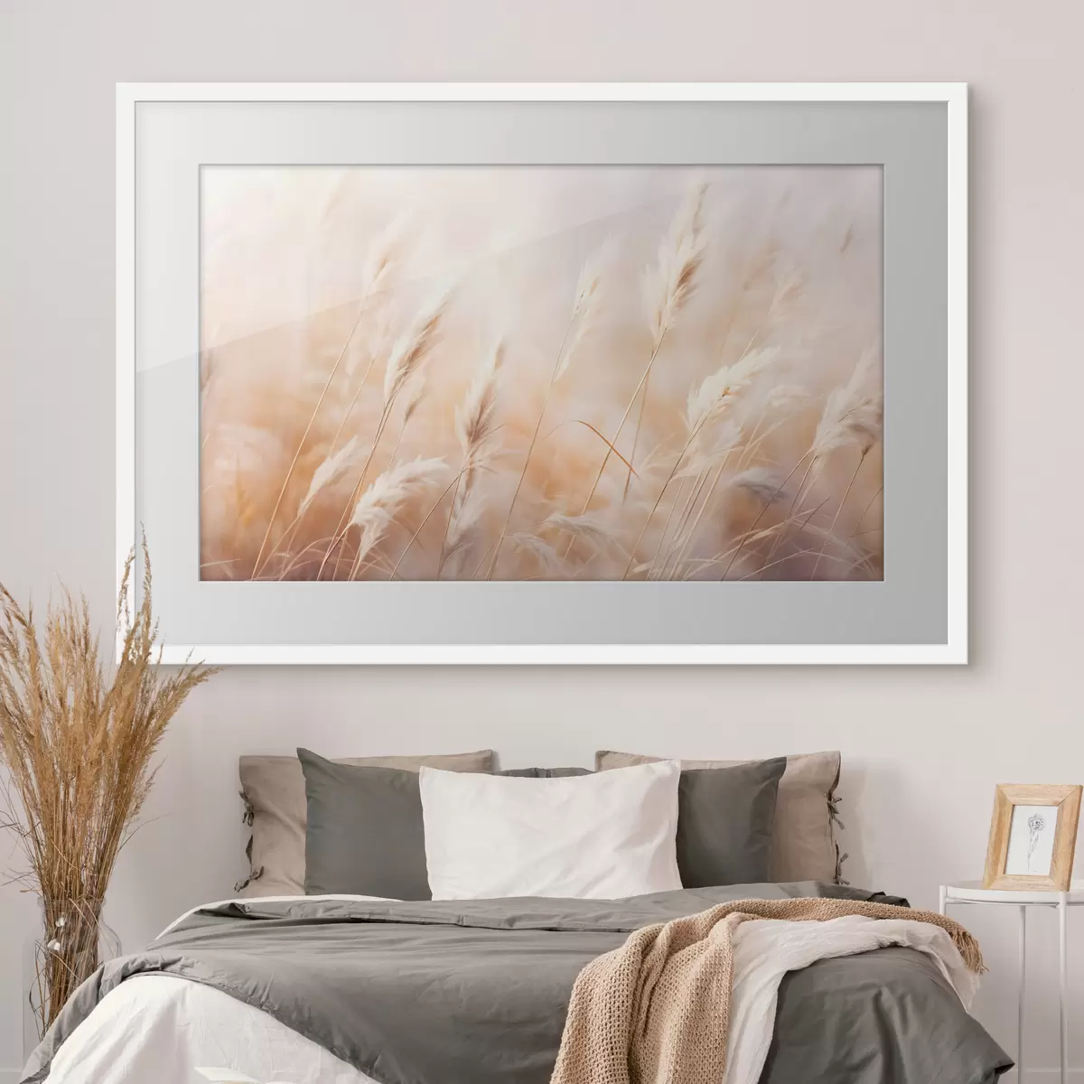 Poster Pampasgras mit einem weichen, diffusen Licht, wodurch eine warme, der Hintergrund ist eine Mischung aus Pastellfarben f43157