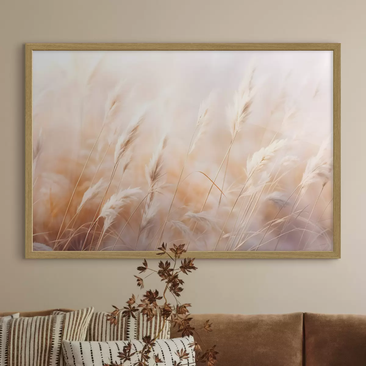 Poster Pampasgras mit einem weichen, diffusen Licht, wodurch eine warme, der Hintergrund ist eine Mischung aus Pastellfarben f43157