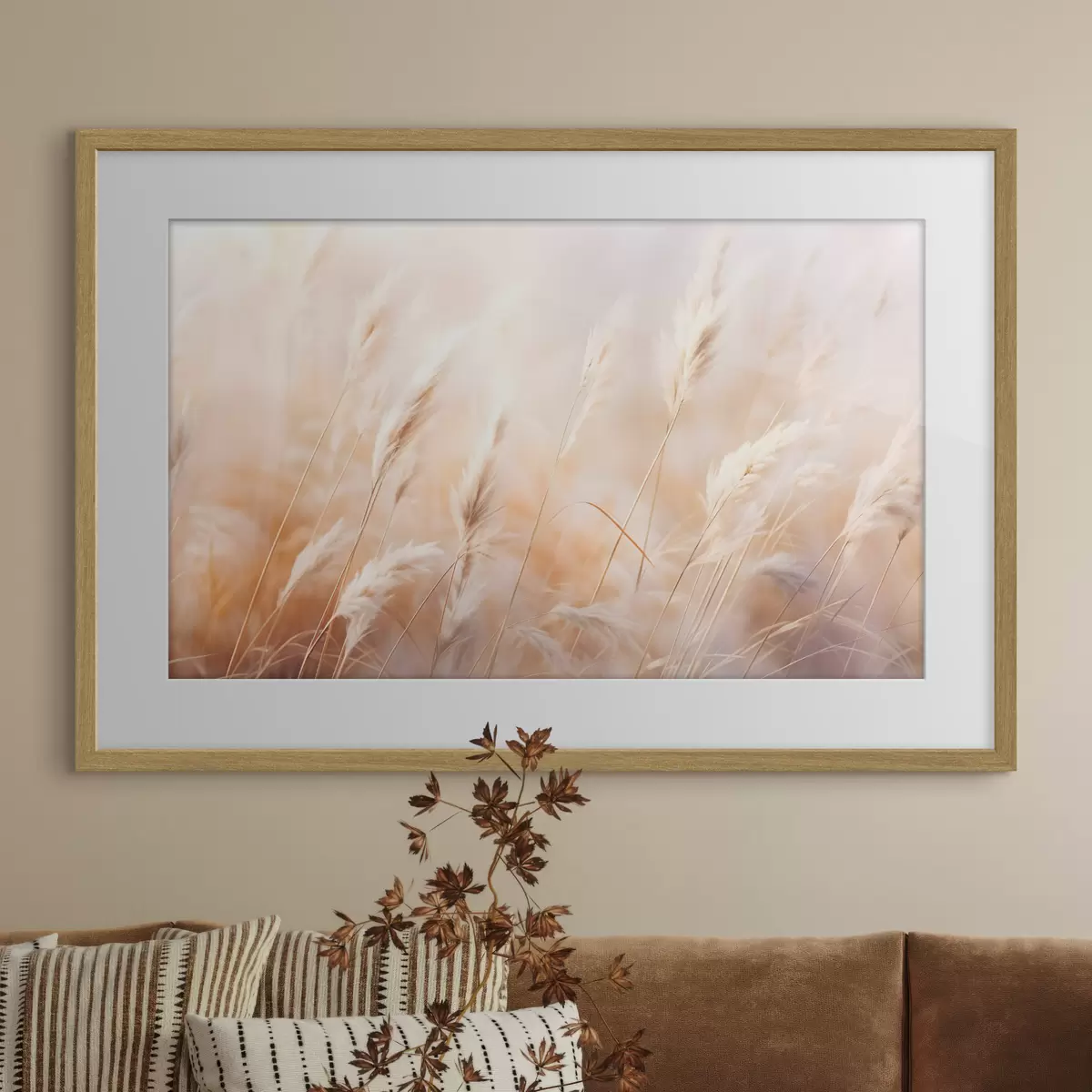 Poster Pampasgras mit einem weichen, diffusen Licht, wodurch eine warme, der Hintergrund ist eine Mischung aus Pastellfarben f43157