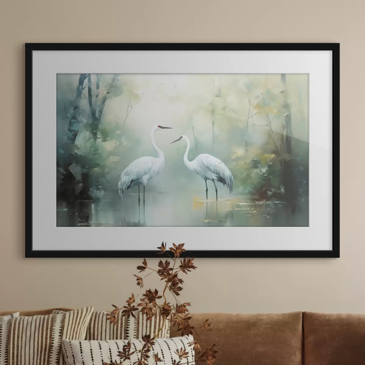 Poster Kraniche im Waldlicht f43166
