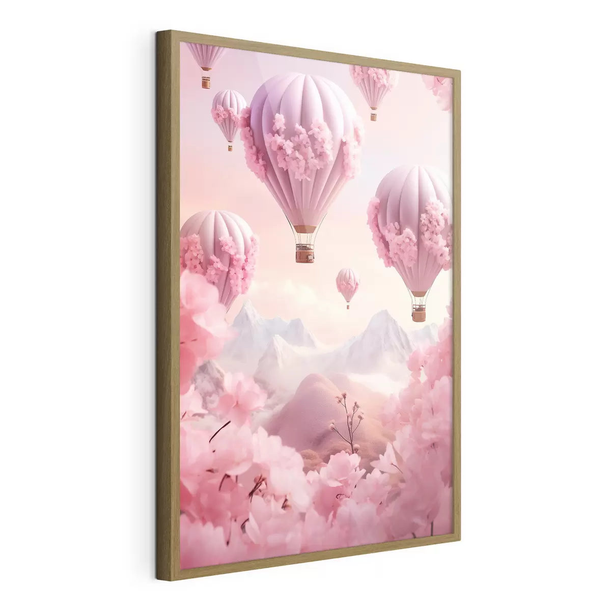 Poster Rosa Luftballons in den Bergen f43121