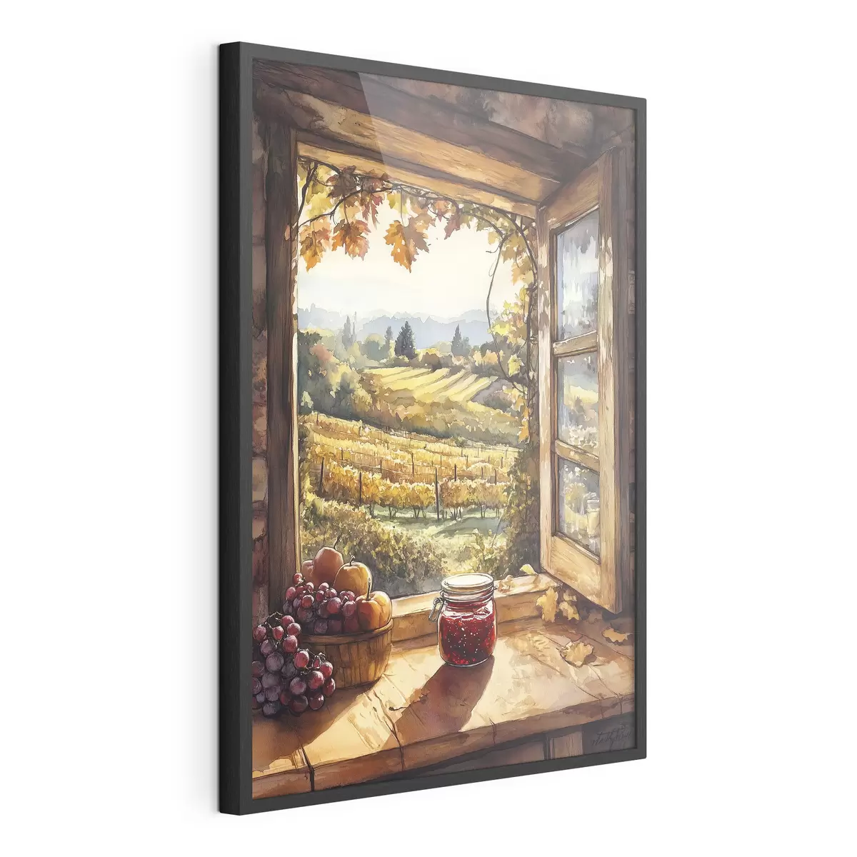 Poster Ernte auf dem Dorf, rustikal, Früchte, Marmelade, Naturlandschaften, Aquarellstil f43186