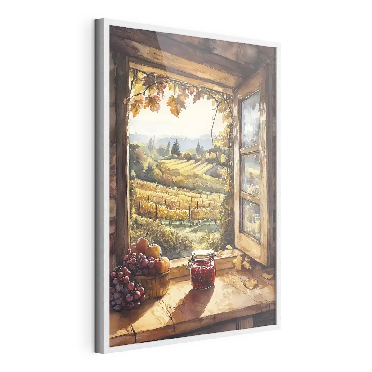 Poster Ernte auf dem Dorf, rustikal, Früchte, Marmelade, Naturlandschaften, Aquarellstil f43186