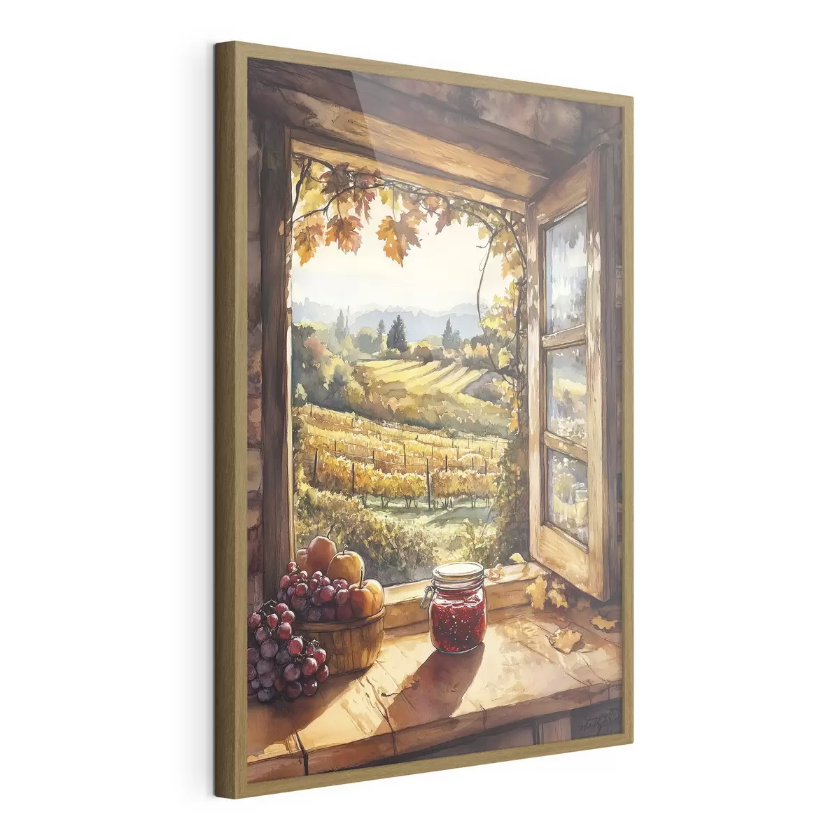 Poster Ernte auf dem Dorf, rustikal, Früchte, Marmelade, Naturlandschaften, Aquarellstil f43186
