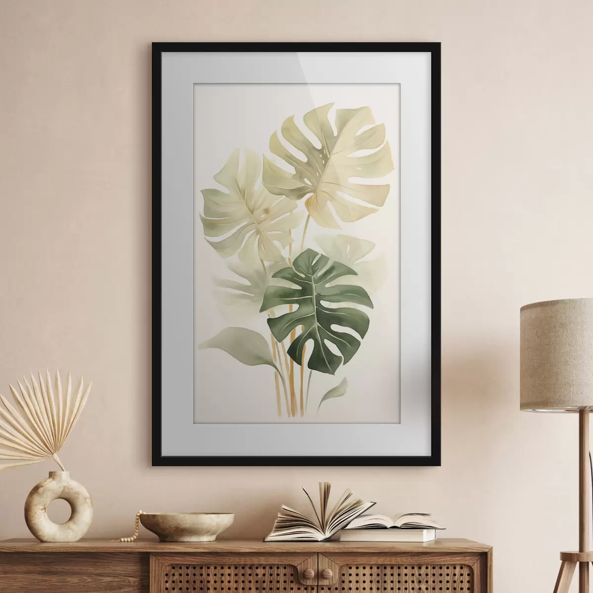 Poster Monstera-Blätter, Imitation eines Aquarells f43209