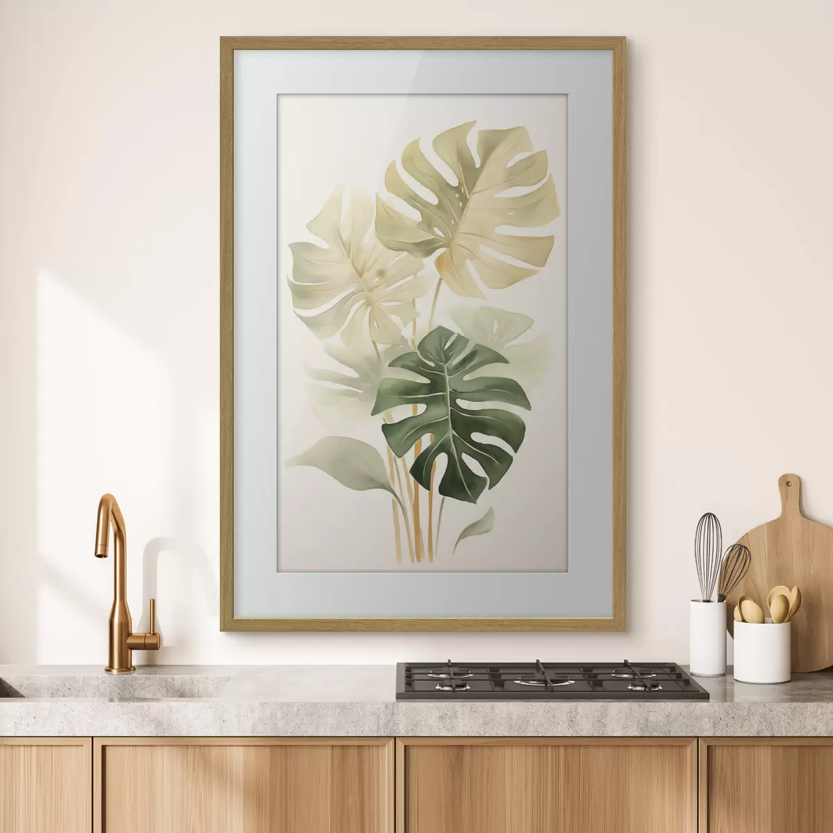 Poster Monstera-Blätter, Imitation eines Aquarells f43209