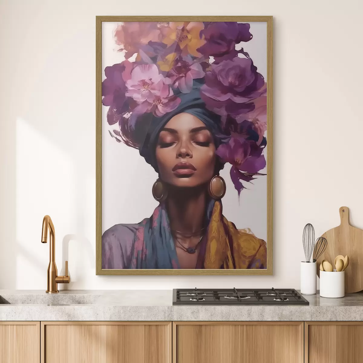 Poster Schöne Frau mit Blumen f43040