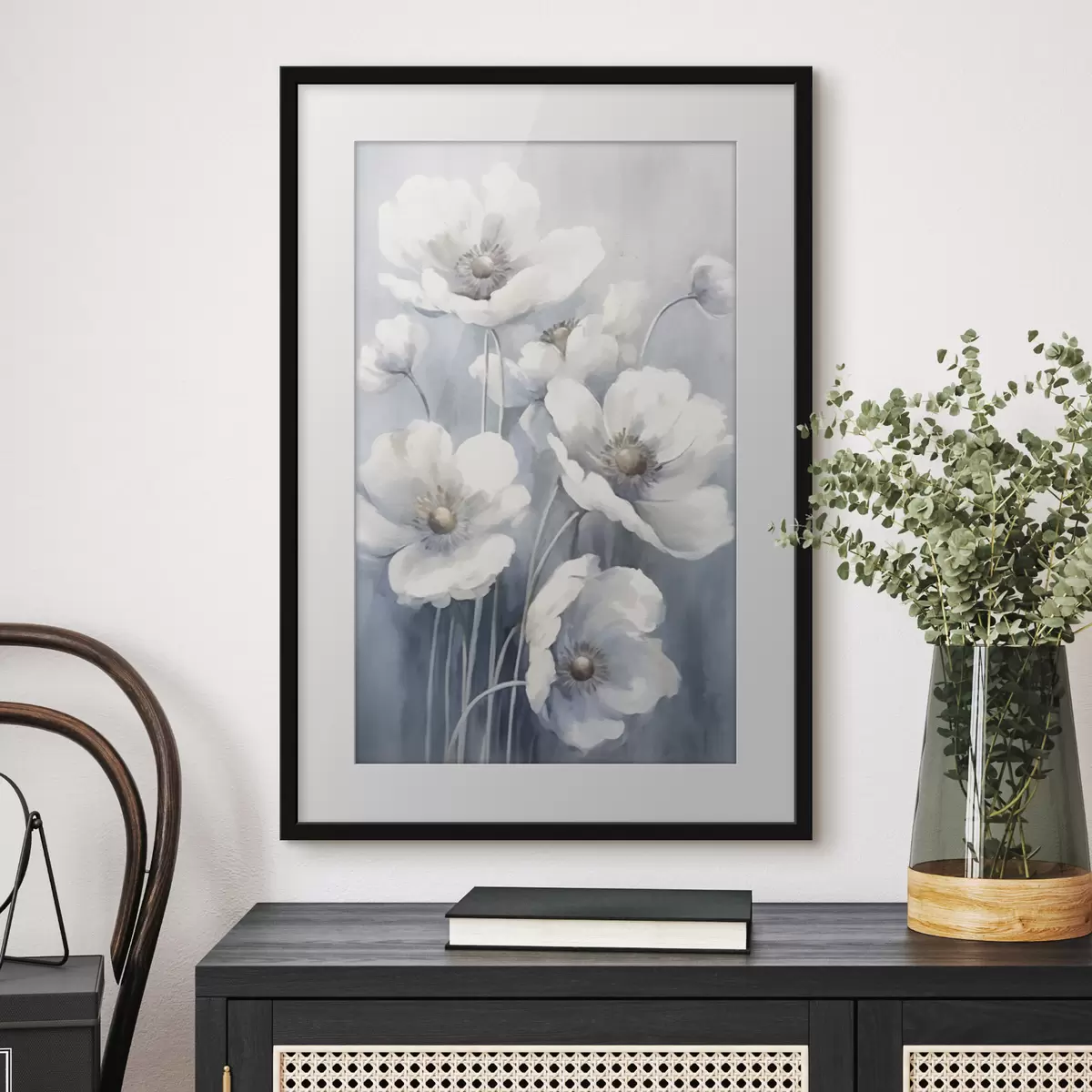 Poster Weiße Vintage-Blumen f43046