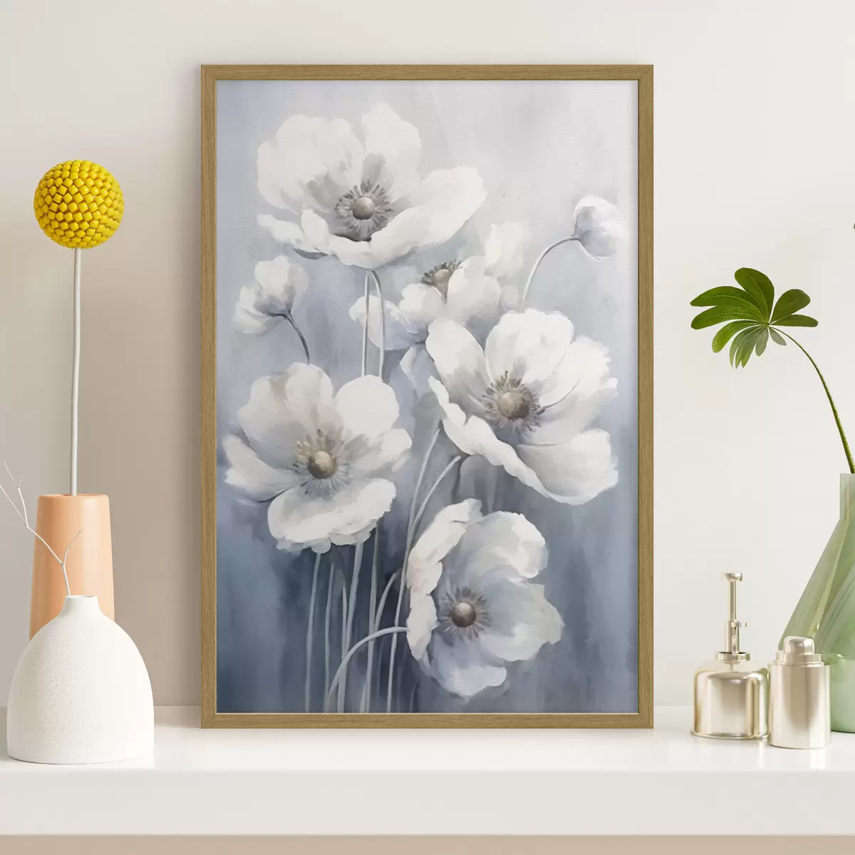 Poster Weiße Vintage-Blumen f43046