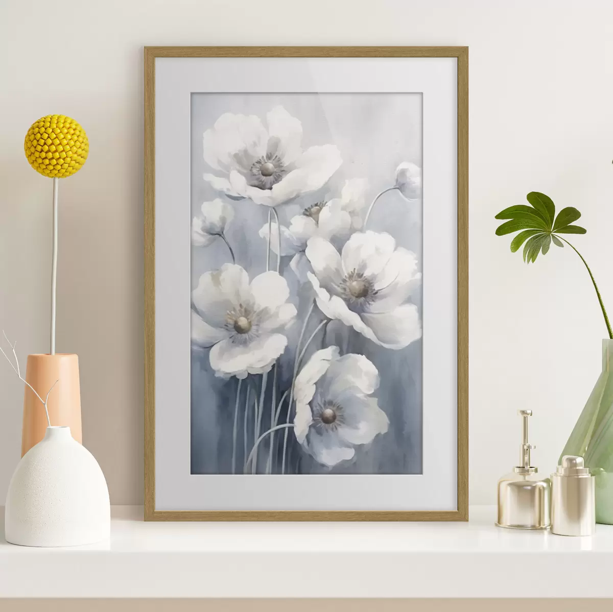 Poster Weiße Vintage-Blumen f43046
