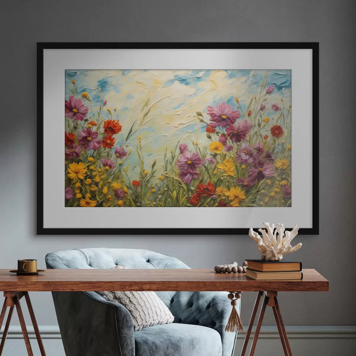 Poster Blumenfeld im Stil der Ölmalerei f43102