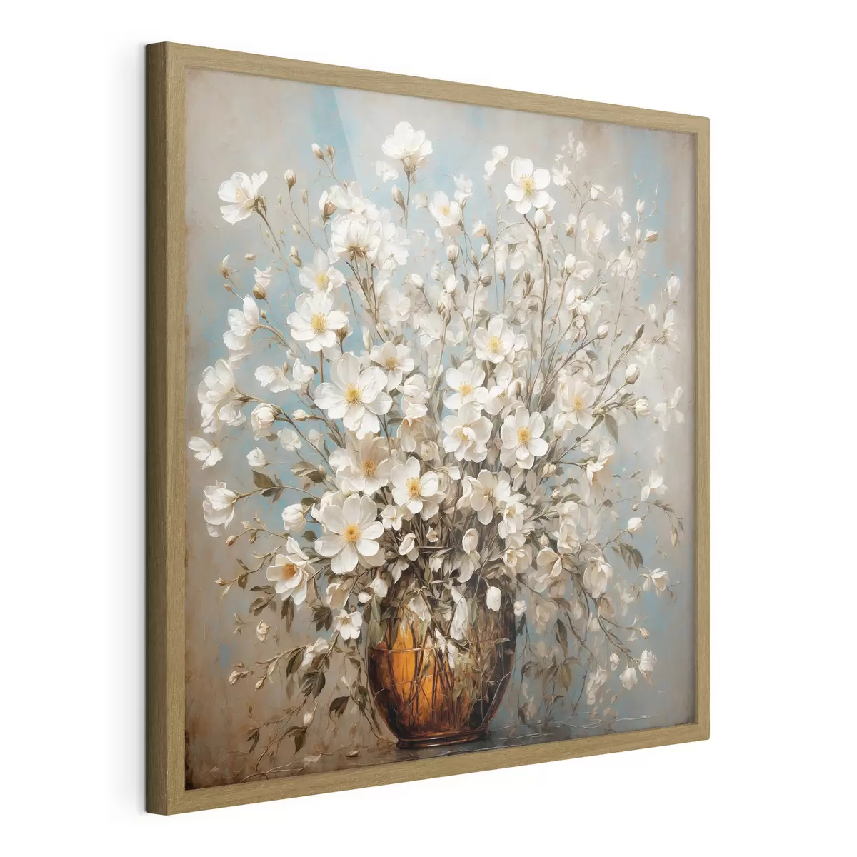 Poster Weiße Blumen in Vase auf Acryl-Hintergrund f43107
