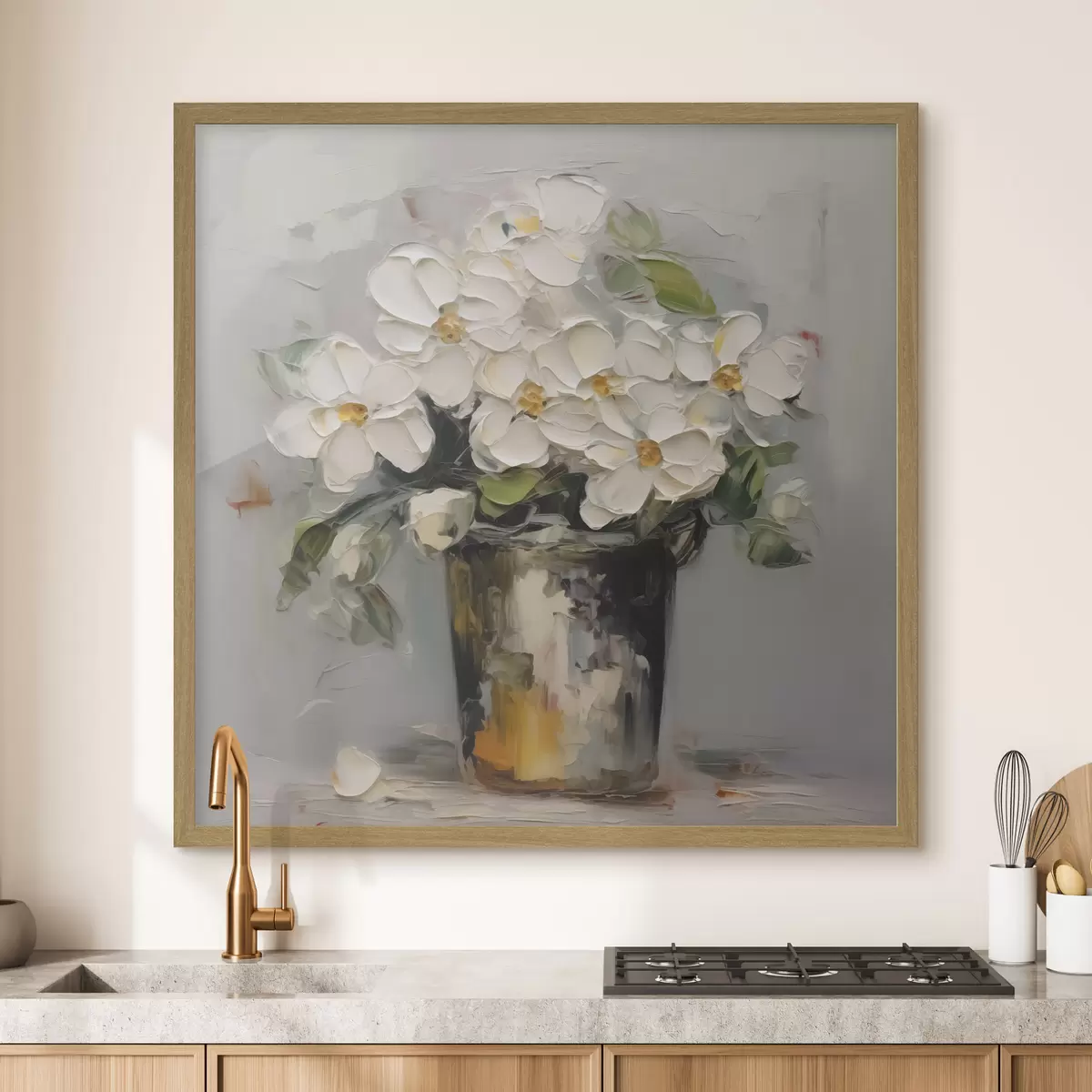 Poster Blumen in einem Eimer Nachahmung der Malerei f43228