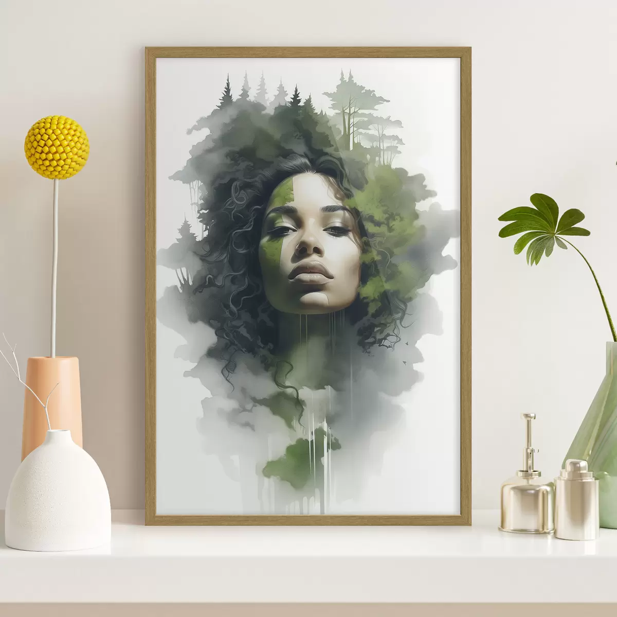 Poster Menschen, abstraktes Bild eines Waldes f43260