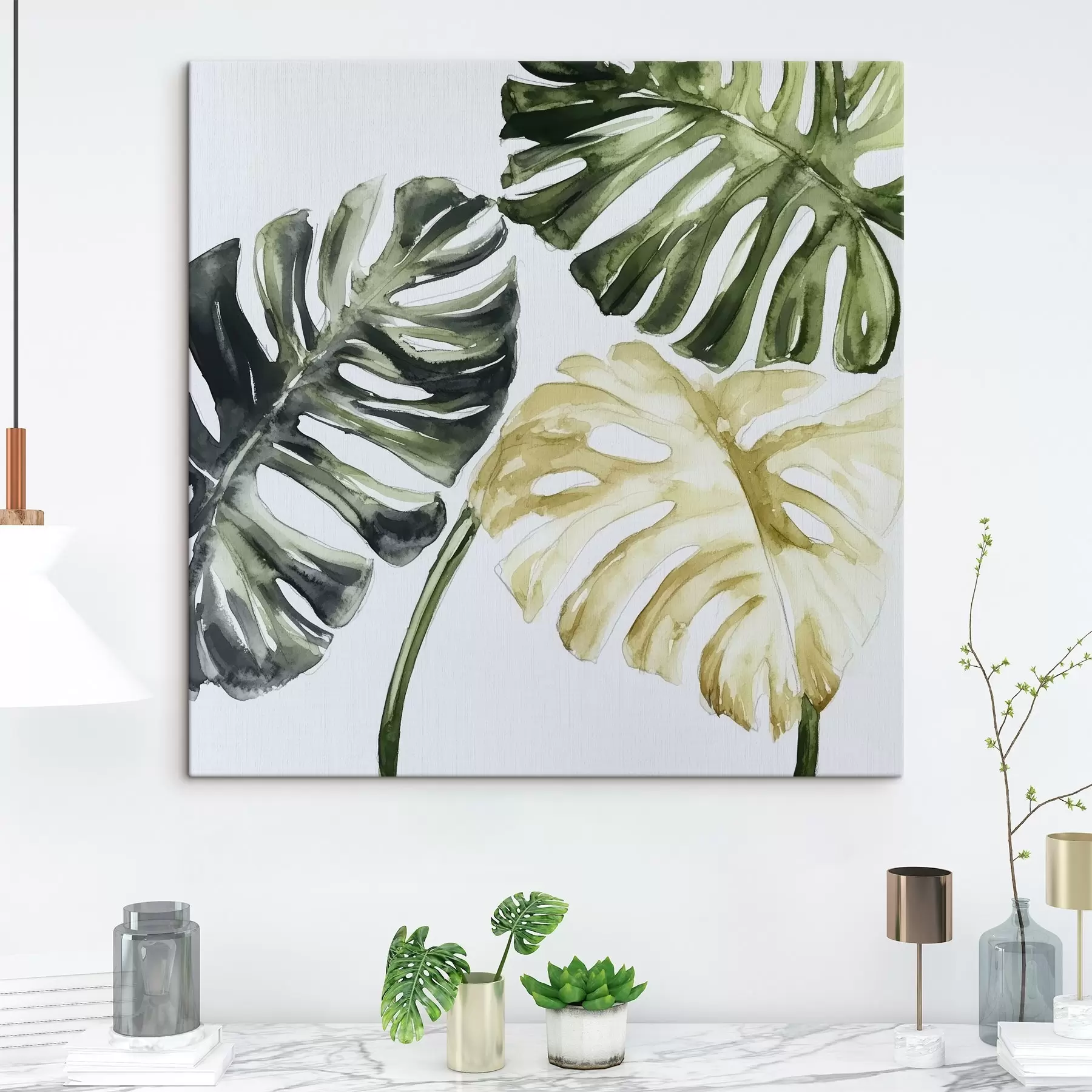 Fototapete Tropische Blätter auf weißem Hintergrund s43304