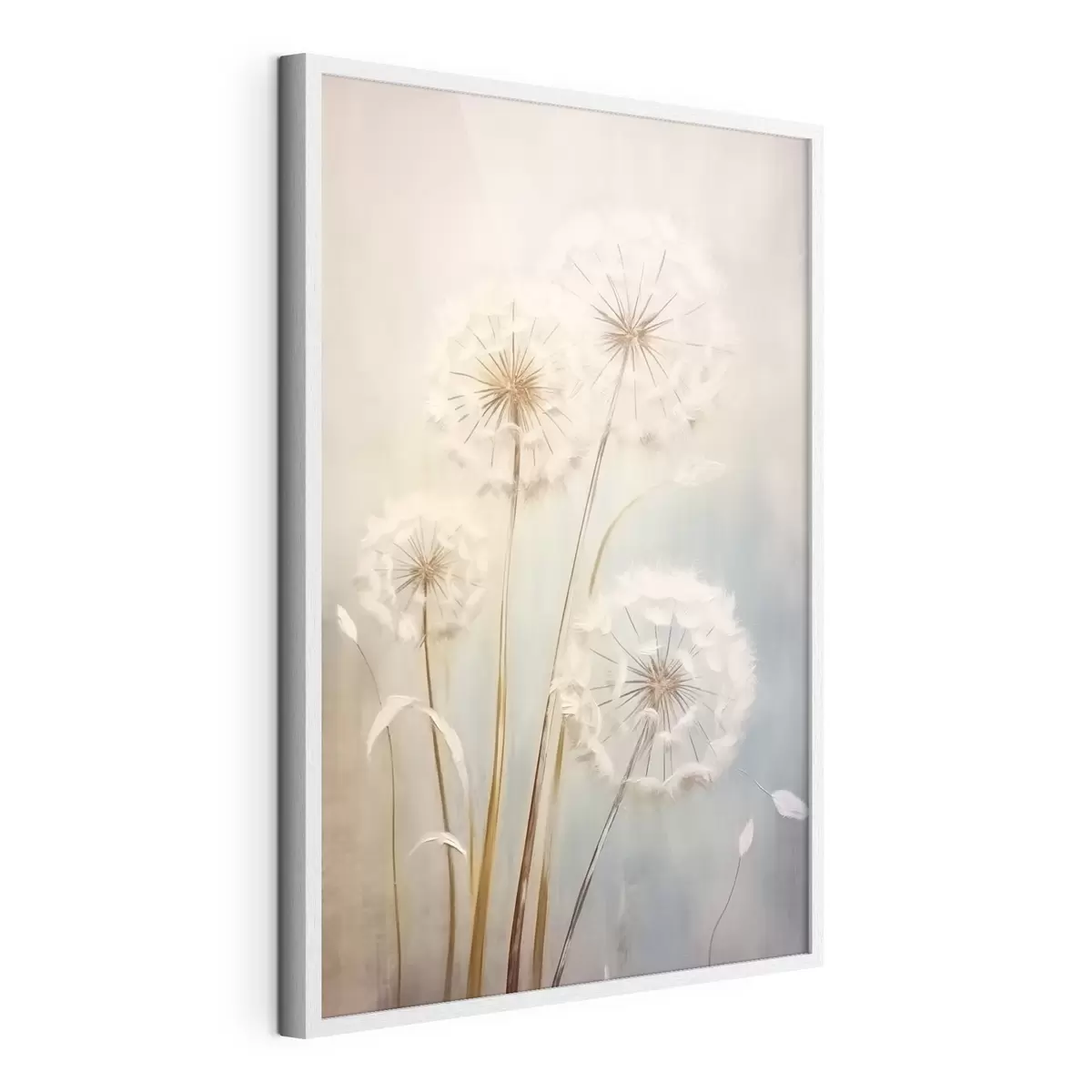 Poster Zarte Pusteblumen auf einem pastellfarbenen Hintergrund f43279