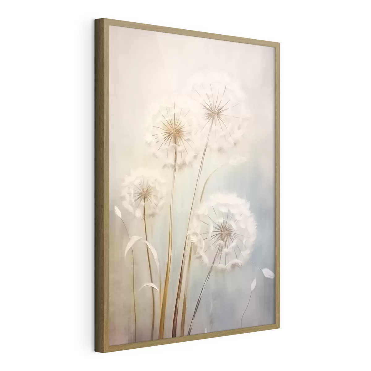 Poster Zarte Pusteblumen auf einem pastellfarbenen Hintergrund f43279