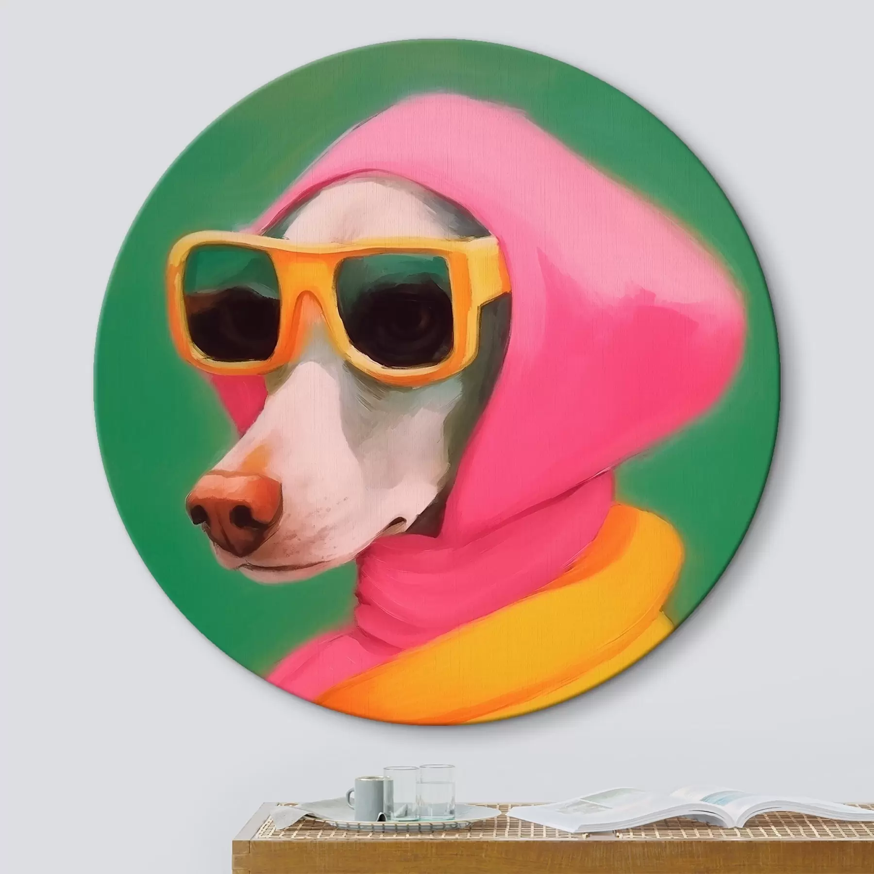 Fototapete Stylischer Hund in heller Kleidung r43265