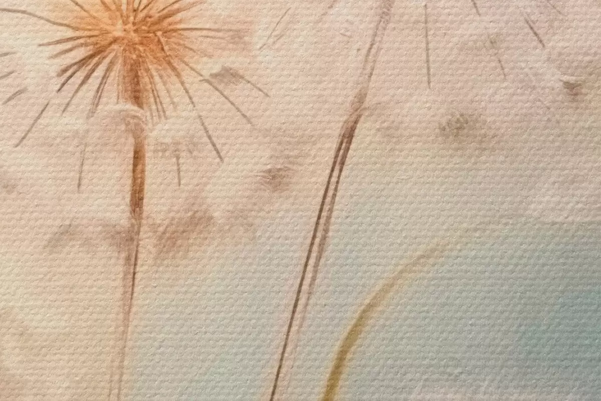 Runde Wandbilder Zarte Pusteblumen auf einem pastellfarbenen Hintergrund r43279