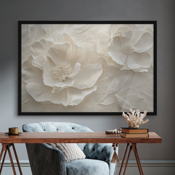 Poster Große luftige weiße Pfingstrosen, Posters Blumen und Pflanzen, f43312 : Uwalls