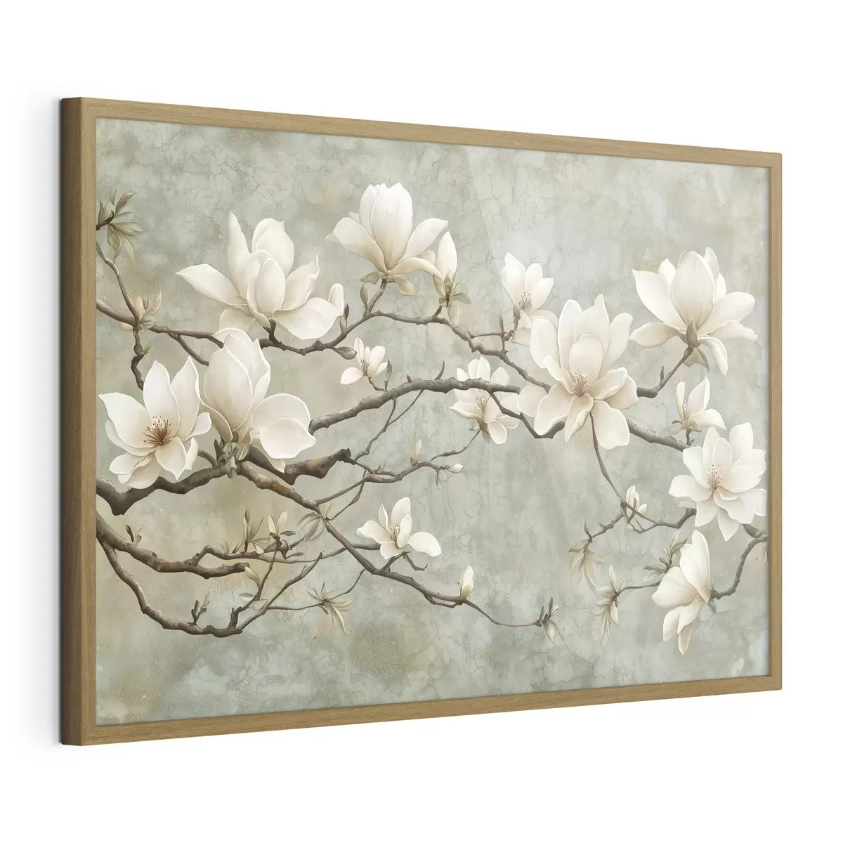 Poster Magnolienzweig auf einem pastellfarbenen Grunge-Hintergrund f43322