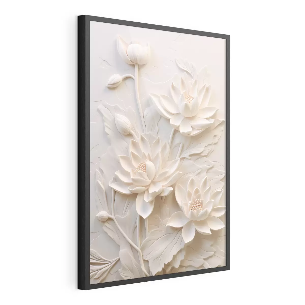 Poster Weißer Stuck, Nachahmung, Blumen f43334
