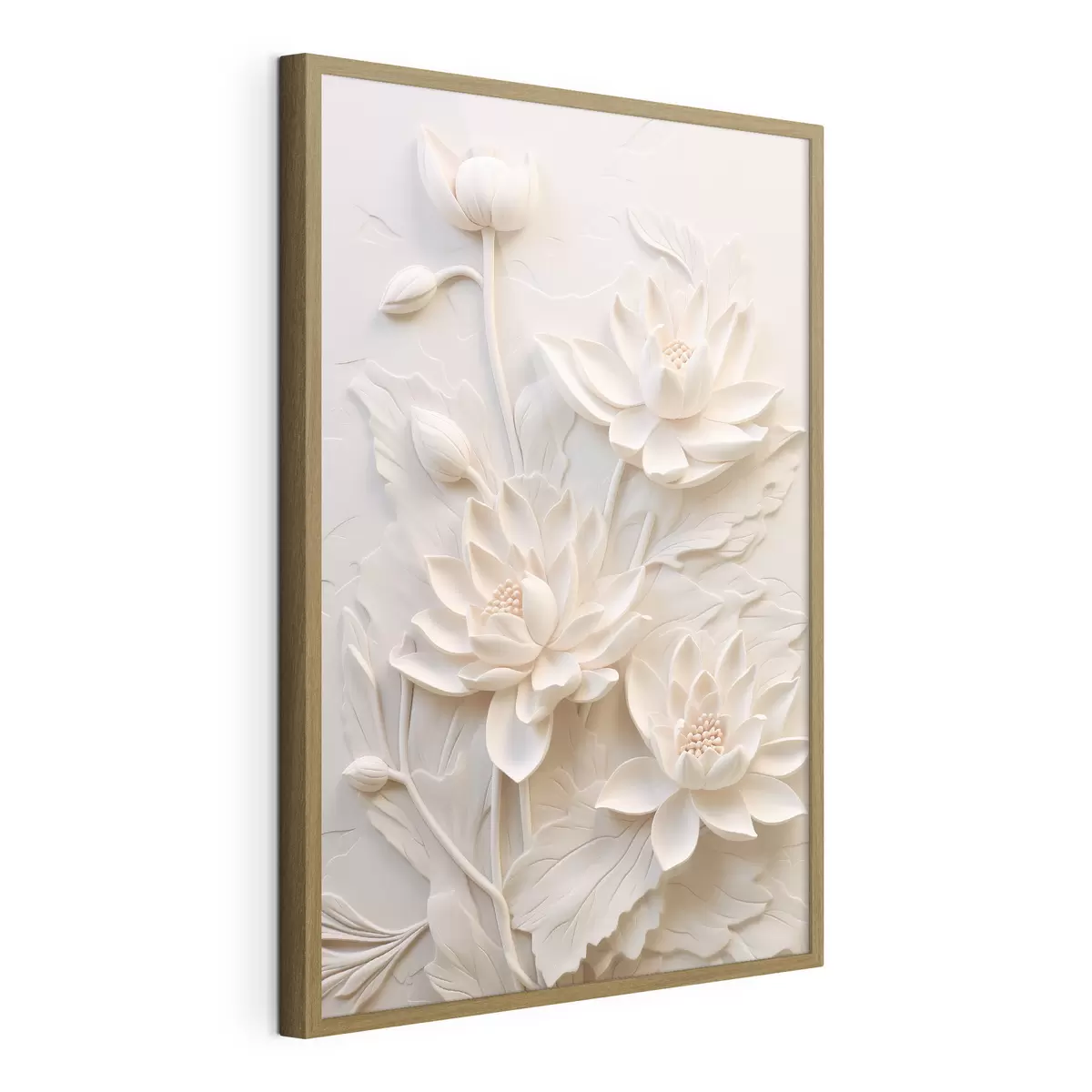 Poster Weißer Stuck, Nachahmung, Blumen f43334