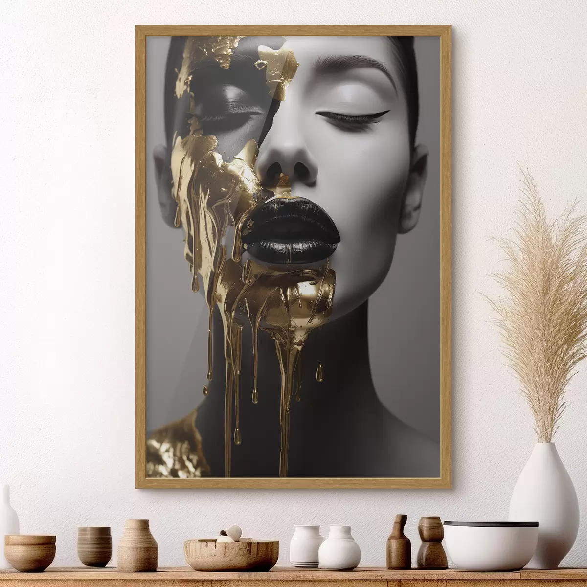 Poster Menschen, Mädchen mit schwarzen Lippen f43337