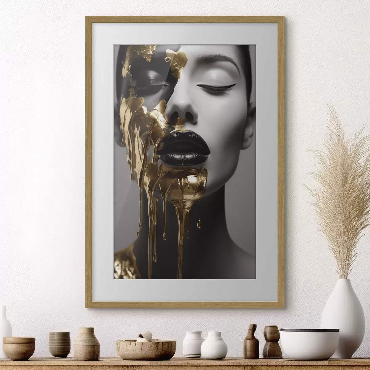 Poster Menschen, Mädchen mit schwarzen Lippen f43337