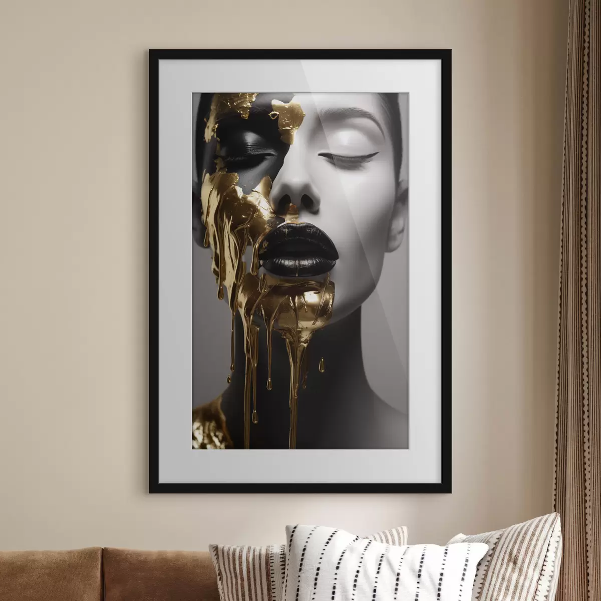Poster Menschen, Mädchen mit schwarzen Lippen f43337