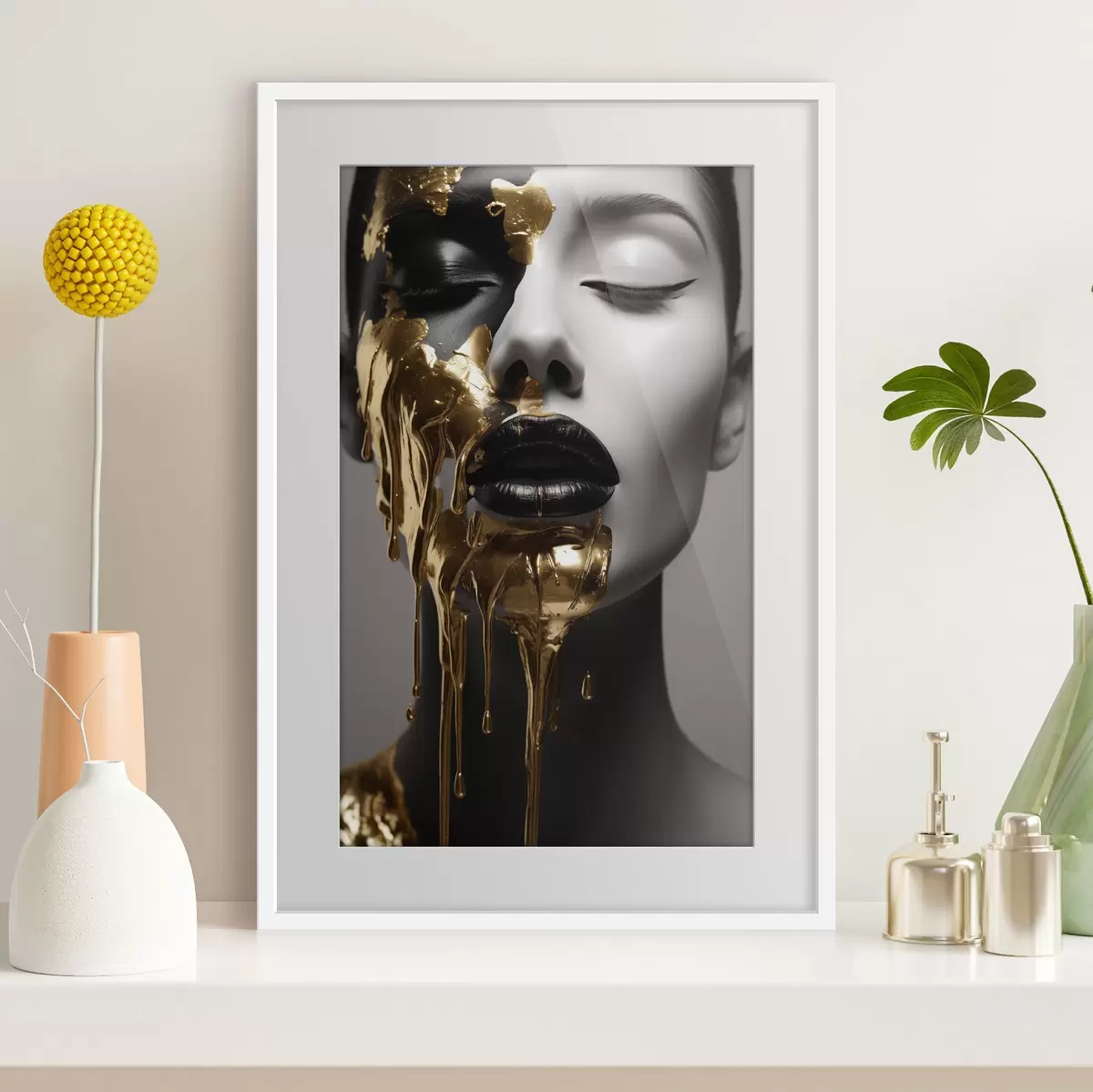 Poster Menschen, Mädchen mit schwarzen Lippen f43337