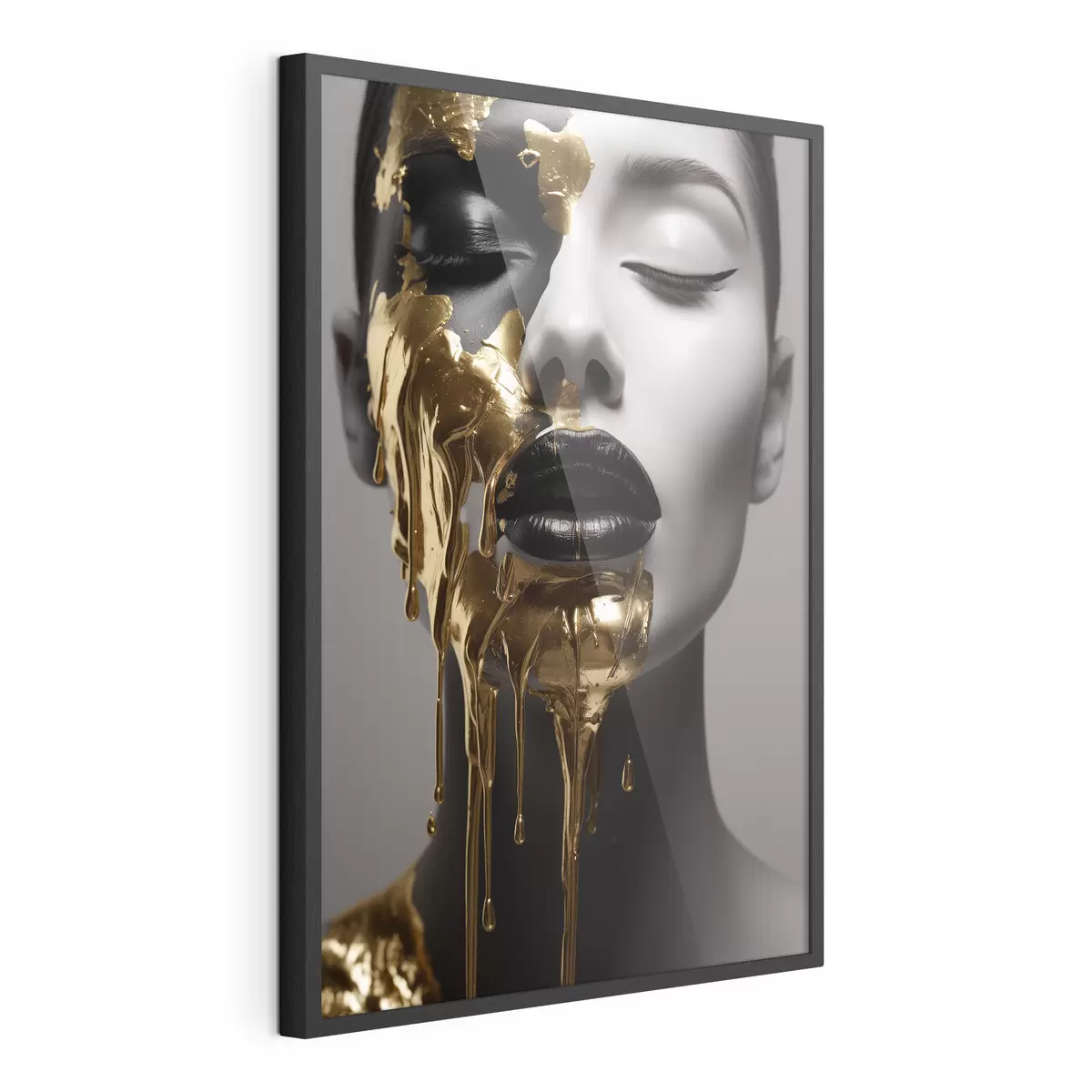 Poster Menschen, Mädchen mit schwarzen Lippen f43337