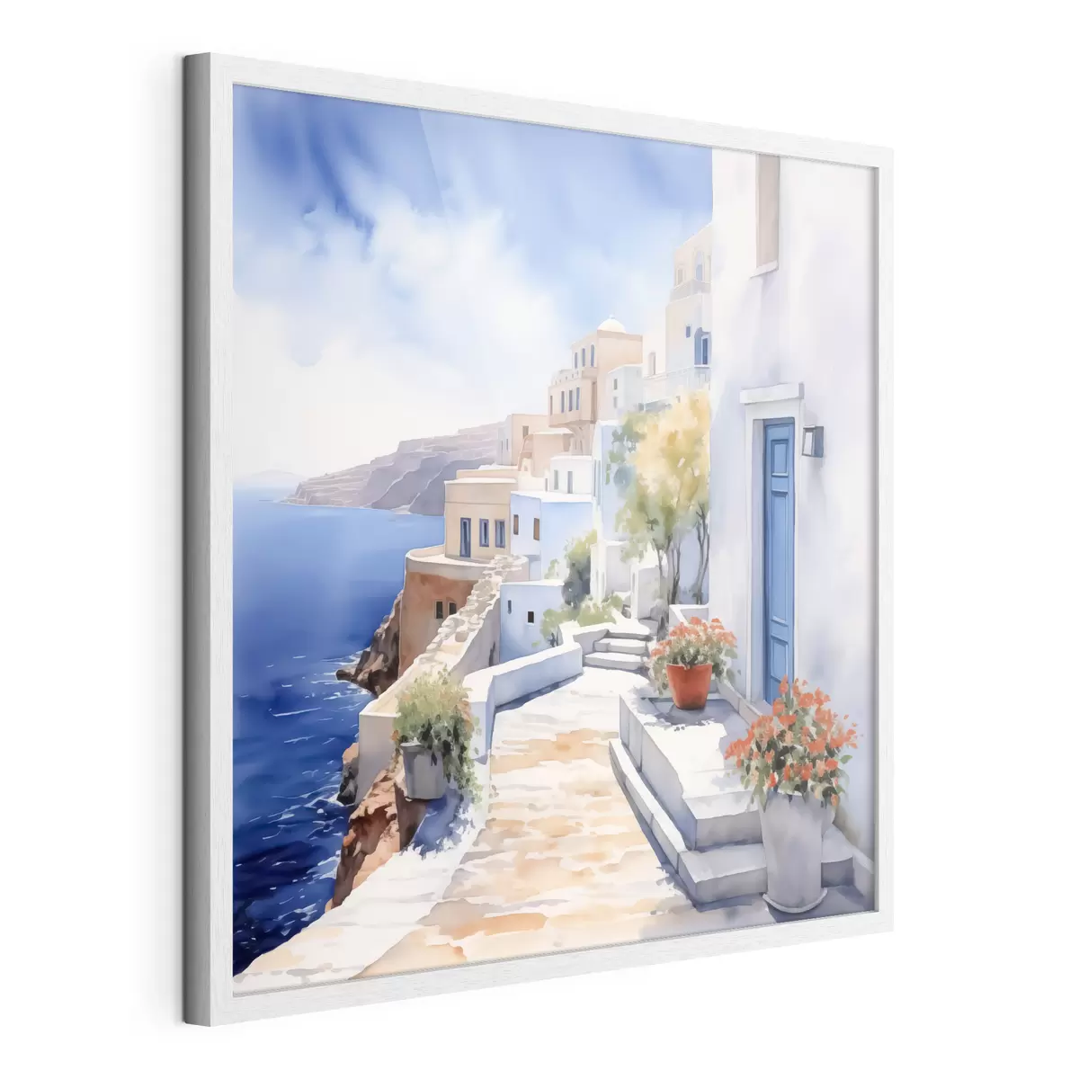 Poster Häuser am Meer Nachahmung von Aquarell f43346