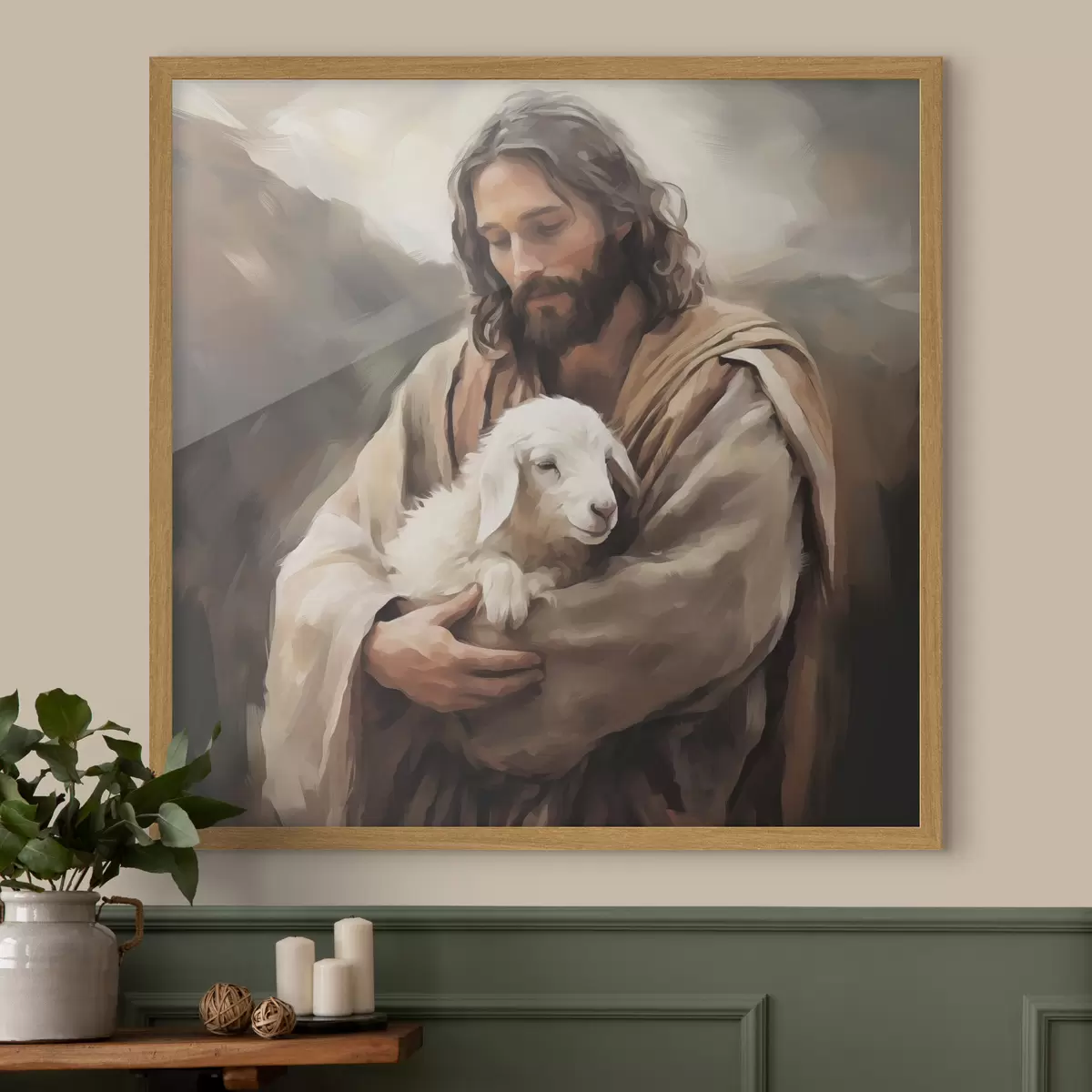 Poster Jesus mit dem Lamm f43356