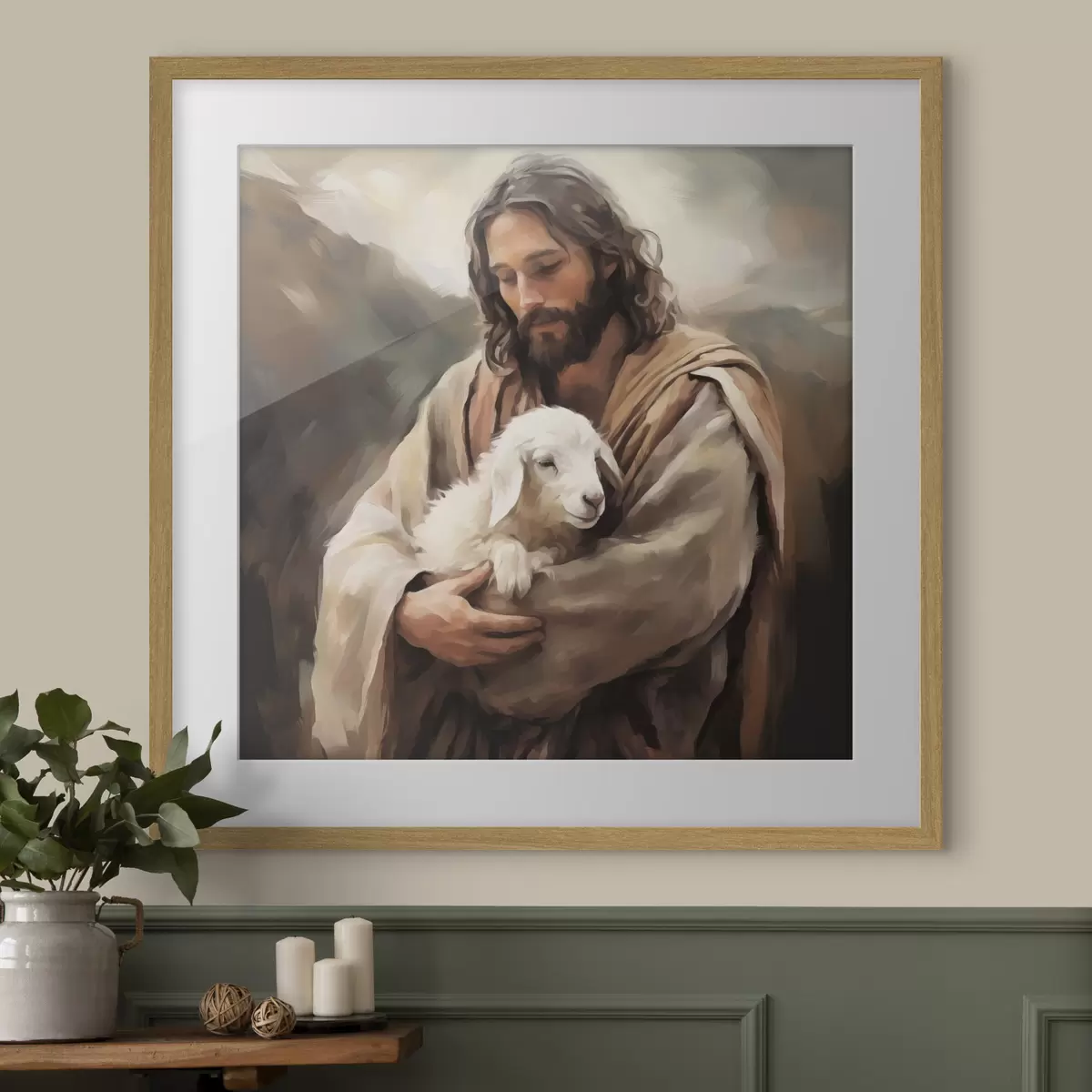 Poster Jesus mit dem Lamm f43356