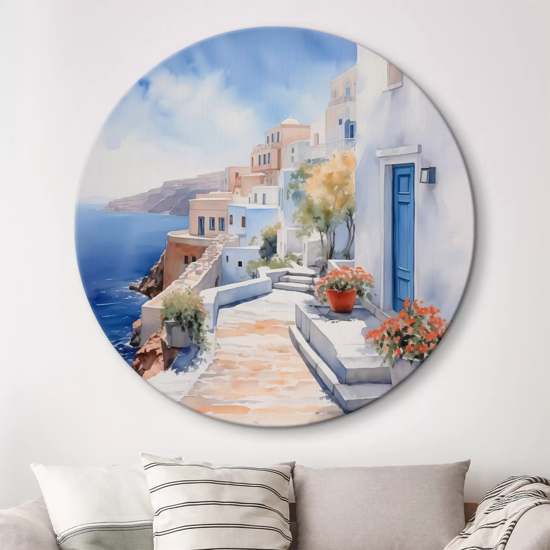 Fototapete Häuser am Meer Nachahmung von Aquarell r43346