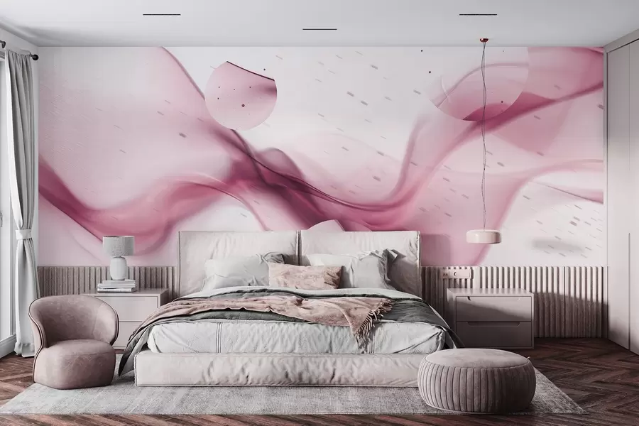 Fototapete Geometrische Wellen Abstraktion, verschwommenen Stil, Gradient, rosa Farben w03404v1