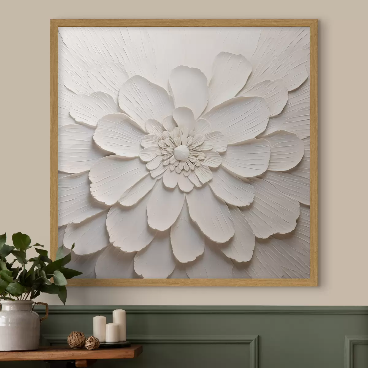 Poster Große weiße Blüte mit voluminösen Blütenblättern f43364
