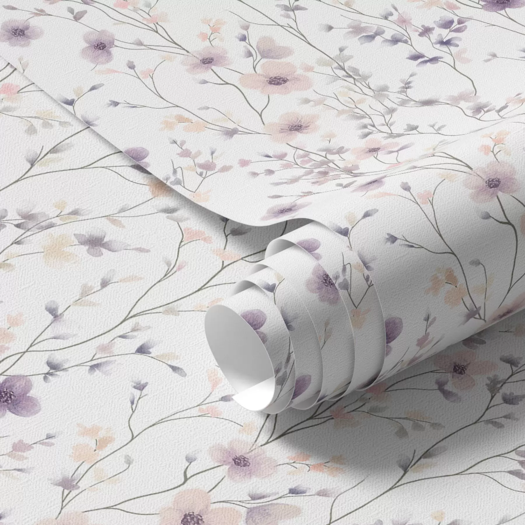 Fototapete Kleine Wildblumen mit dünnen Stängeln auf hellem Hintergrund a00003