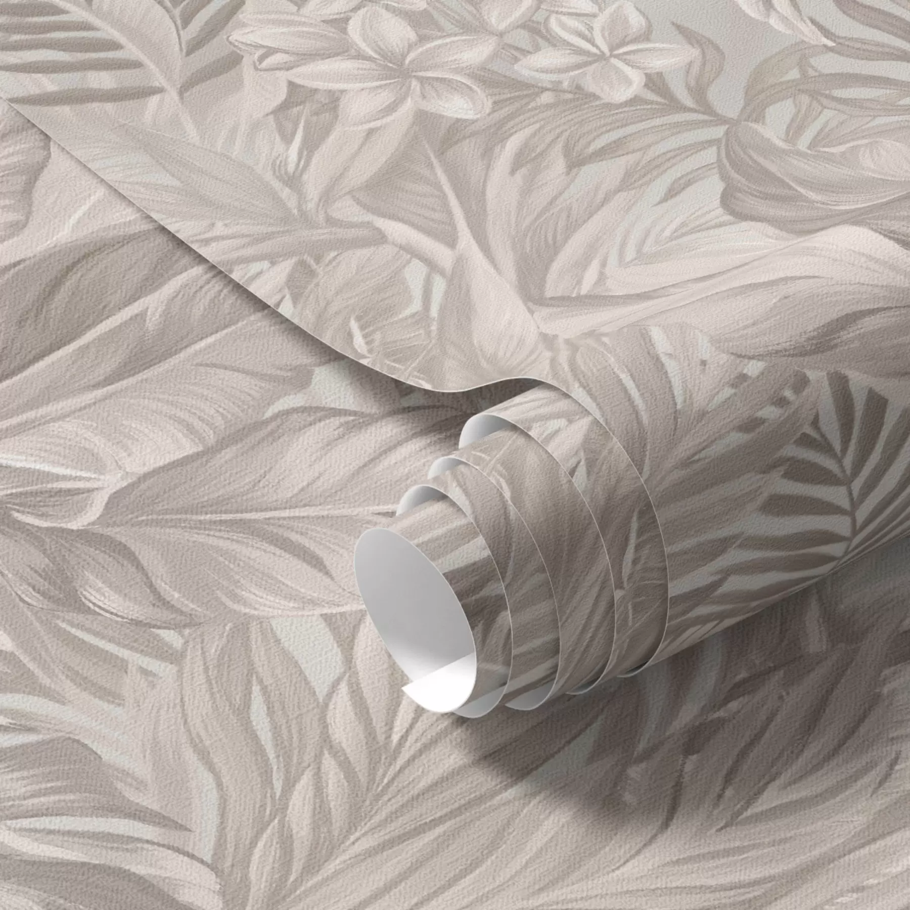 Fototapete Tropische Blumen und Blätter in Pastellfarben a00024