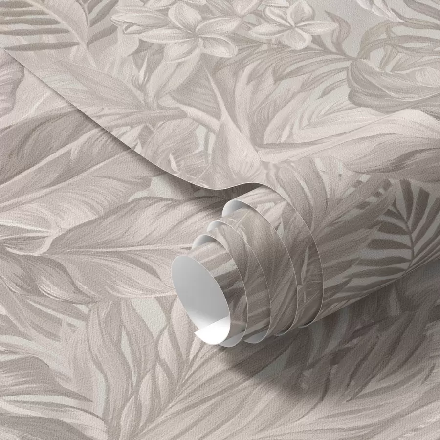 Fototapete Tropische Blumen und Blätter in Pastellfarben a00024