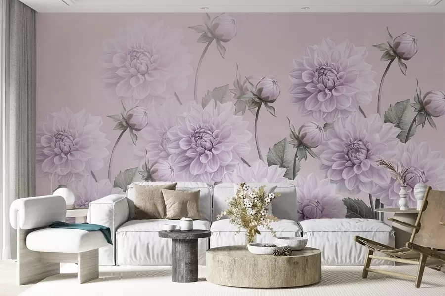 Fototapete Zartrosa große Blüten w03544