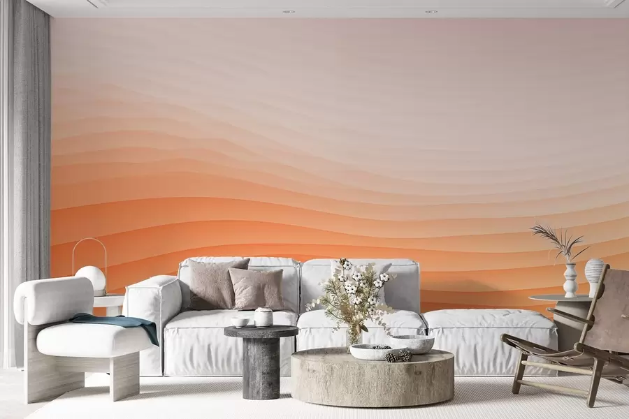 Fototapete Orange und weißer Farbverlauf in Wellenform w08943